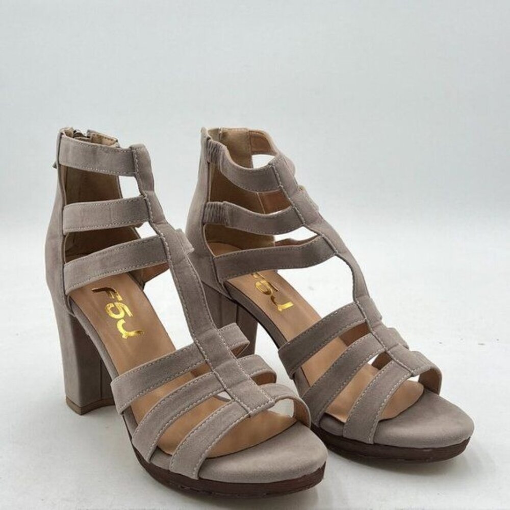 FSJ Women Chunky Mid High Heel Sandals Open Toe T-Strap Pumps Cutout Dress Party